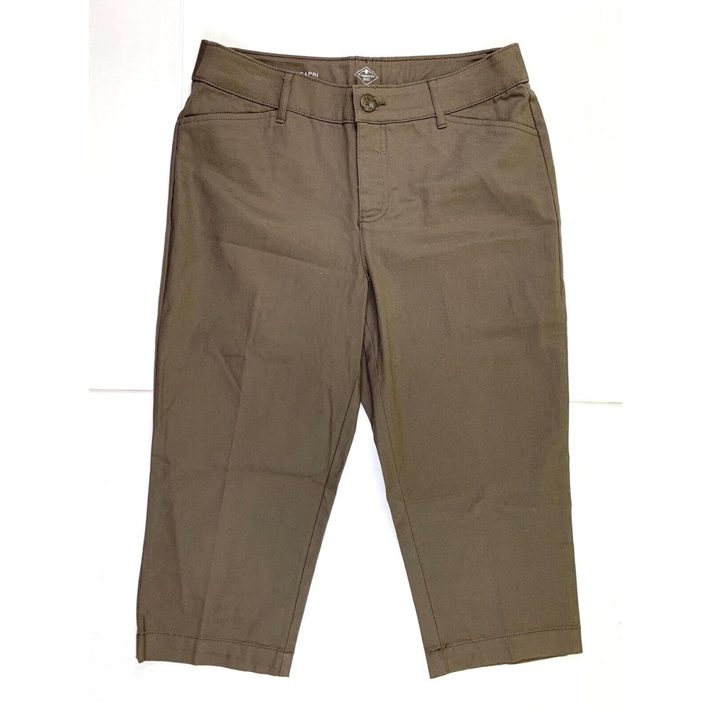 St Johns Bay Women’s Sz 8 Capri Crop Pants Stretch Twill Brown